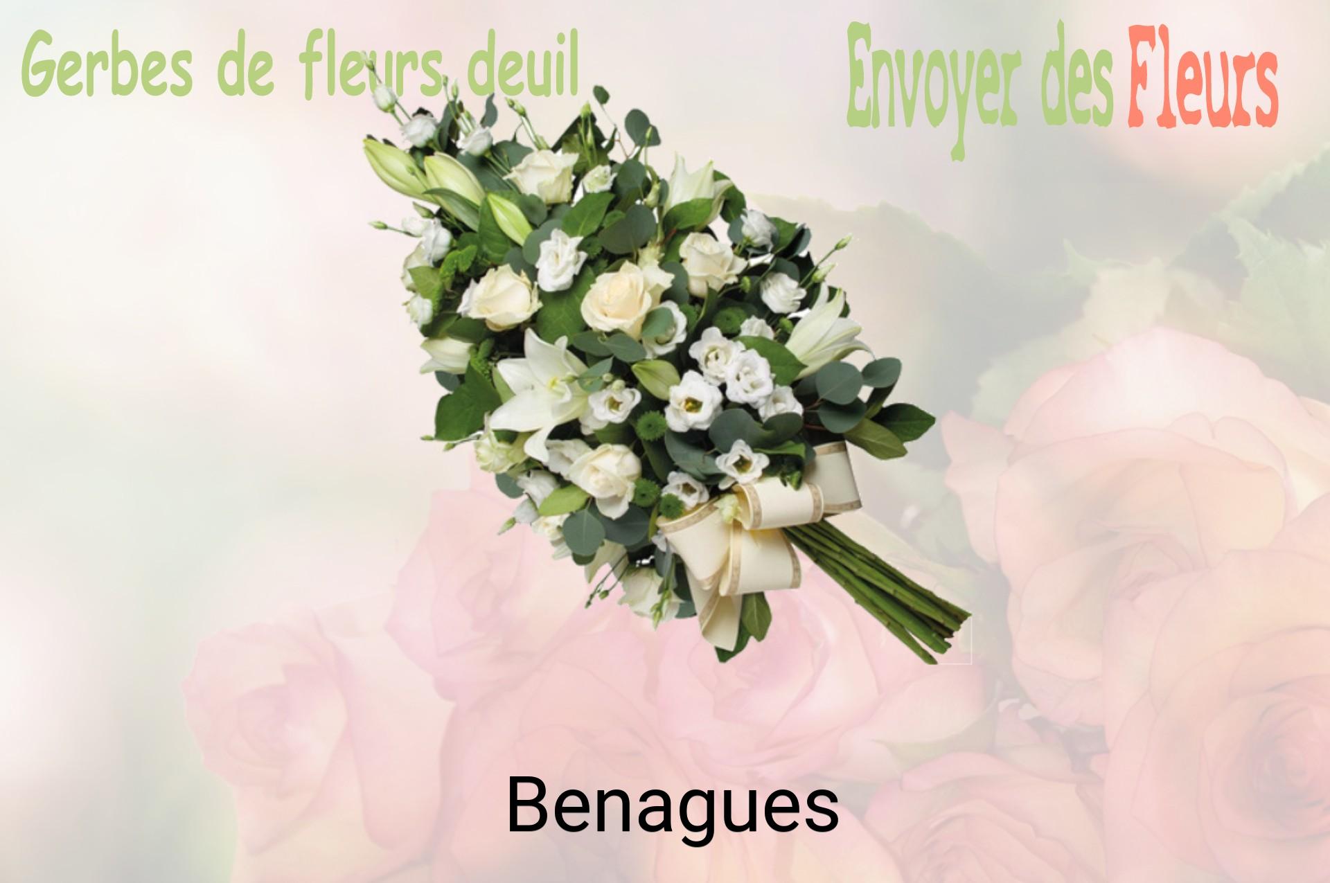 Gerbe de fleurs de deuil livrée à Benagues